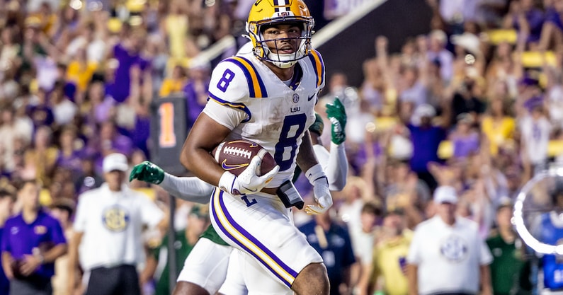 LSU sophomore Ju'Juan Johnson had his breakout game at RB in Week 4 (Photo: © Stephen Lew-Imagn Images)